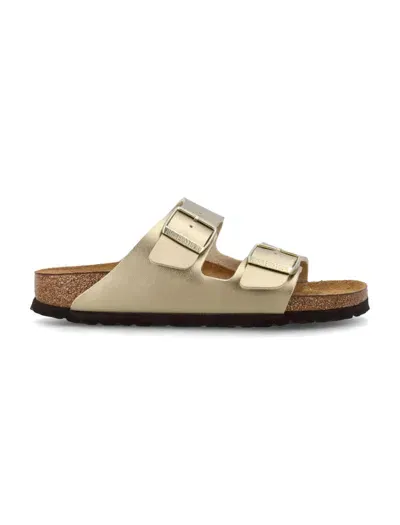 Birkenstock Arizona Leather Slides In Braun