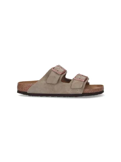 Birkenstock Arizona Suede Sandals In Taupe