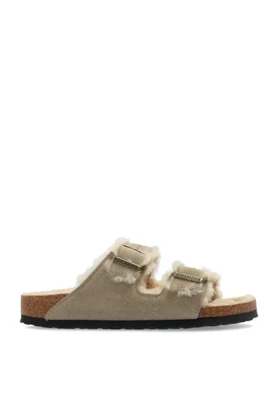 Birkenstock Arizona Shearling Sandals In Grey