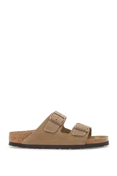 Birkenstock Arizona Waxy Leather Sandals In Brown,beige