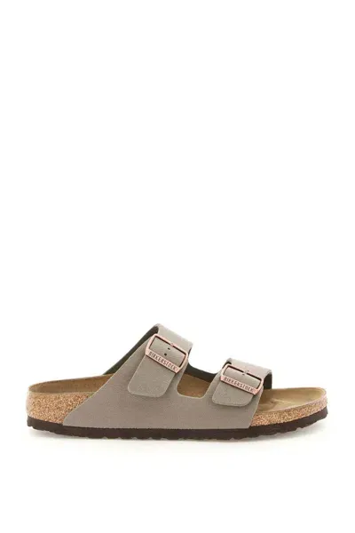 Birkenstock Arizona Suede Slides In Stone