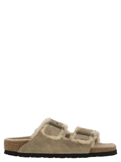 Birkenstock Arizona Suede Lamb Fur Slipper In White