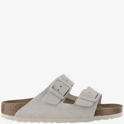 Birkenstock Arizona Suede Sandals In White