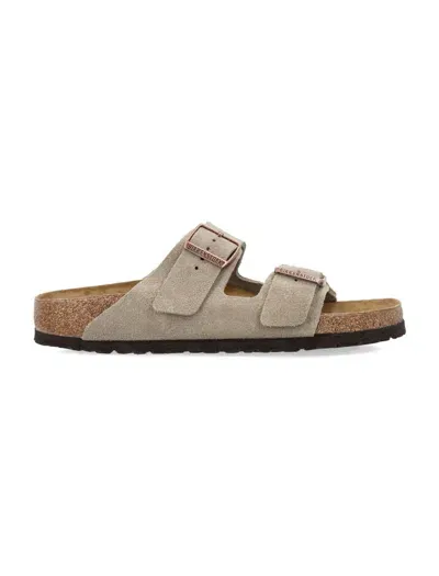 Birkenstock Suede Arizona Sandals In Beige