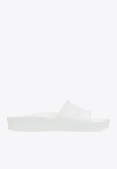 Birkenstock Barbados Logo-embossed Slides In White