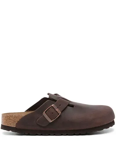 Birkenstock Boston Leather Mules In Brown