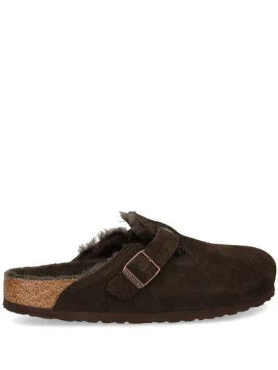 Birkenstock Boston Shearling Mules In Brown