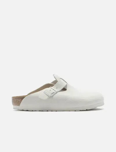 Birkenstock Boston Suede Sliders In White