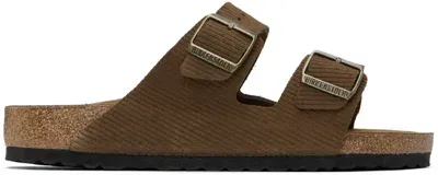 Birkenstock Brown Regular Arizona Sandals In Dark Tea Corduroy Su