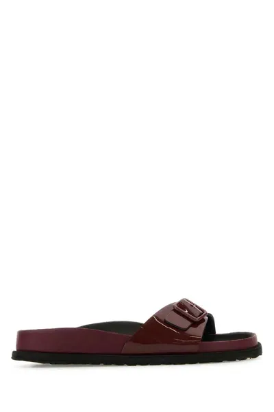 Birkenstock Burgundy Leather Eternal Sunshine Madrid Avantgarde Slippers In Red