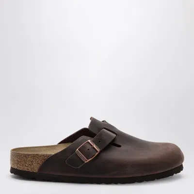 Birkenstock Boston Habana Slipper In Oiled Leather In Brown