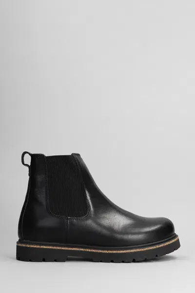 Birkenstock Highwood Combat Boots In Black Leather