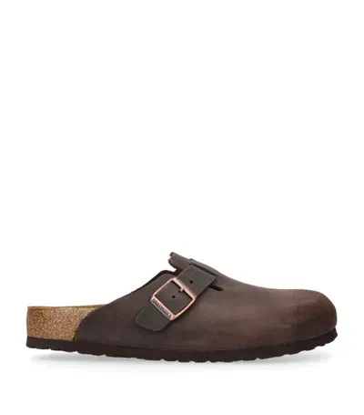 Birkenstock Leather Boston Clogs In Mocha