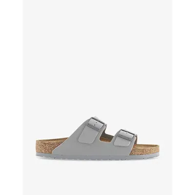 Birkenstock Mens Stone Coin Bf Arizona Double-strap Leather Sandals In Grey Fabric