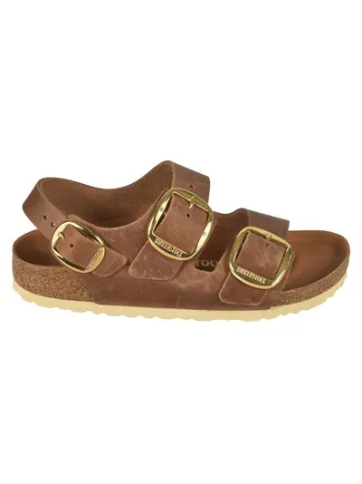 Birkenstock Milano Big Buckle Sandals In Leather Brown