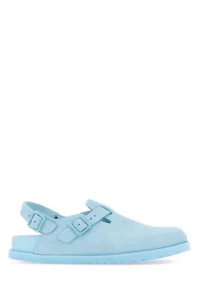 Birkenstock Pastel Light-blue Suede Tokyo Slippers