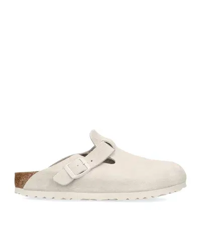 Birkenstock Suede Boston Sandals In White