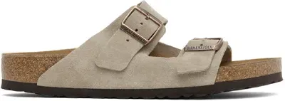 Birkenstock Taupe Regular Arizona Sandals In Taupe Suede