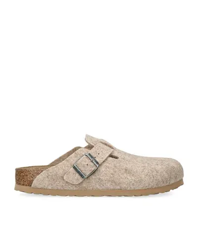 Birkenstock Wool Boston Sandals In Beige