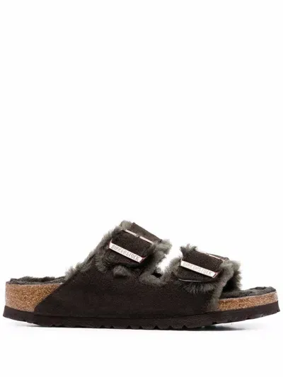 Birkenstock Arizona Shearling Mocca, Suede Leather In Brown