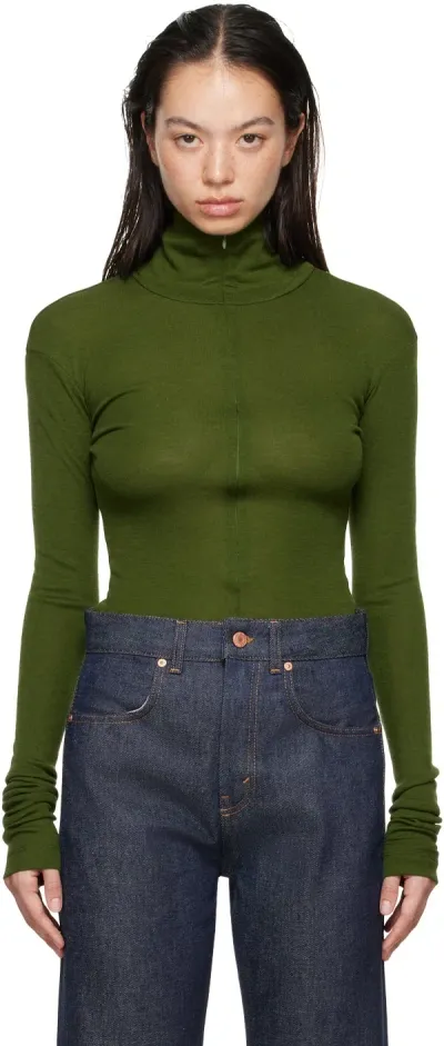 Bite Green Fine Wool Zip Sweater In Sherwood 4021