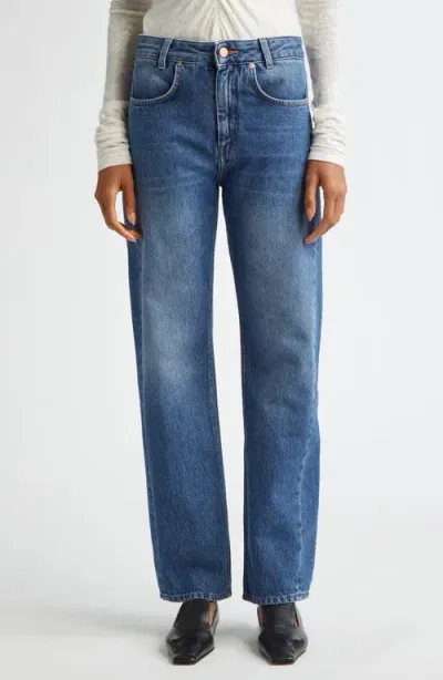 Bite Studios Curved Organic Cotton Straight Leg Jeans In Blue Wash