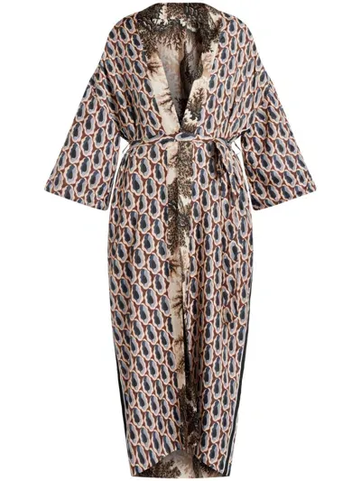 Biyan Raya Abstract-pattern Coat In Nude