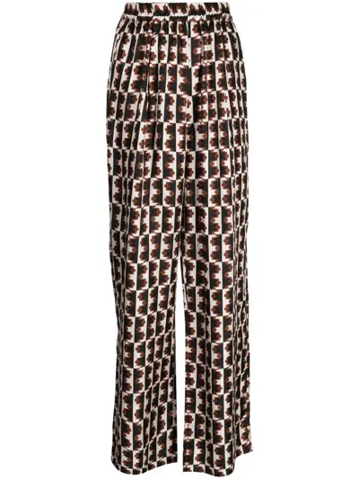 Biyan All Over Graphic Print Straight Leg Pants In Multi-colour