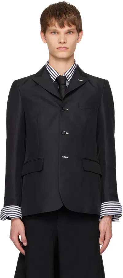 Black Comme Des Garçons Black Back Cutout Blazer In Black X White