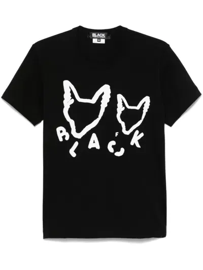 Black Comme Des Garçons Cat-print T-shirt In Black