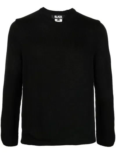 Black Comme Des Garçons Crew-neck Reversible Jumper In Black