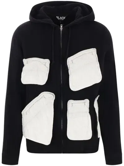 Black Comme Des Garçons Flap-pocket Hoodie In Black