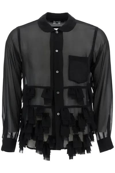 Black Comme Des Garçons Georgette Blouse With Ruffles In Black (black)