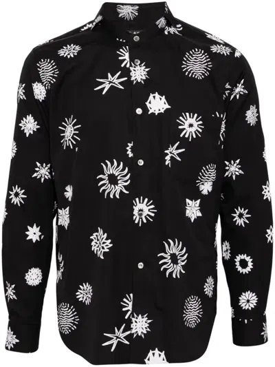 Black Comme Des Garçons Graphic-print Shirt In Black