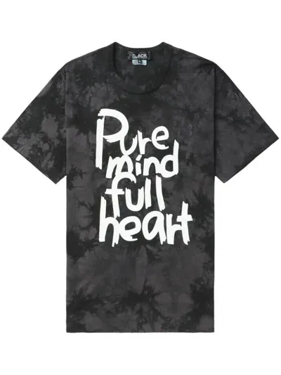 Black Comme Des Garçons Slogan-print Tie-dyet-shirt In Black