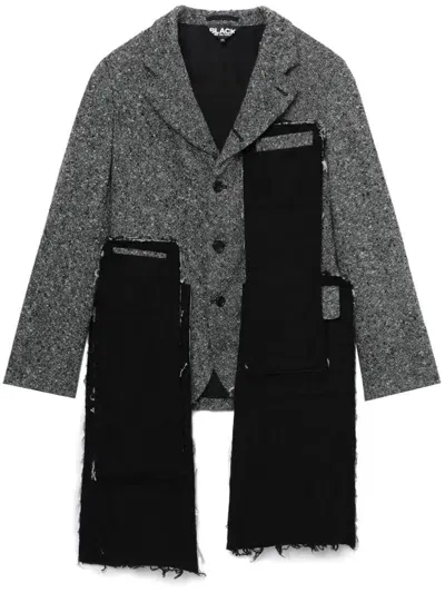 Black Comme Des Garçons Tweed Panelled Blazer In Schwarz