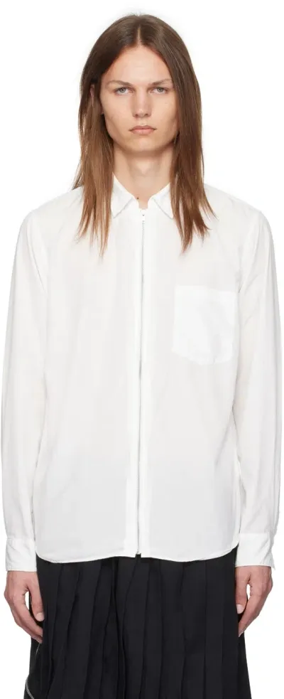 Black Comme Des Garçons White Zip-up Long Sleeve Shirt In 2 White