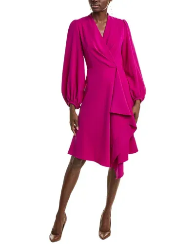 Black Halo Emberly Draped Faux-wrap Midi Dress In Berry Plum