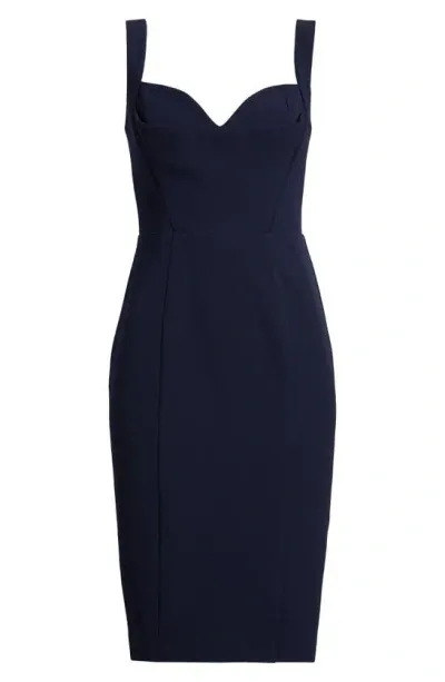 Black Halo Ivonna Sleeveless Sweetheart Midi Dress In Pacific Blue