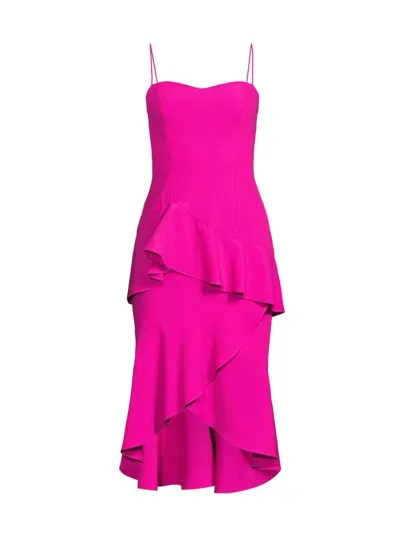 Black Halo Barbados Tiered Ruffle Dress In Vibrant Pink