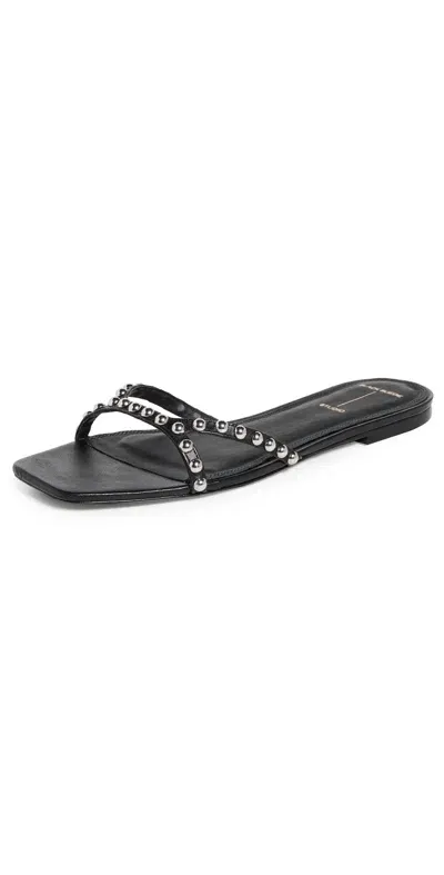 Black Suede Studio Leo Slides Black