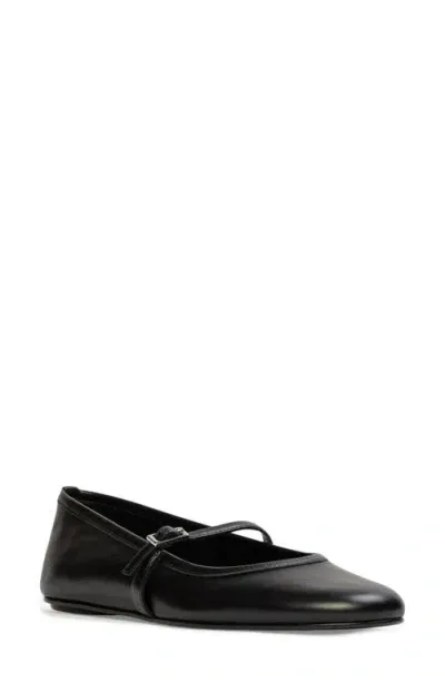 Black Suede Studio Mika Mary Jane Flat In Black Leather