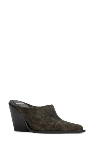 Black Suede Studio Noa Mule In Dark Brown