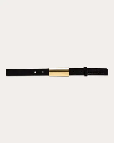 Black Suede Studio Women's City Suede Belt In Black Suede/gold Hardware