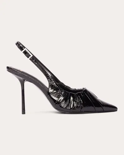 Black Suede Studio Piaz Slingback Pointed Toe Pump In Black Leather