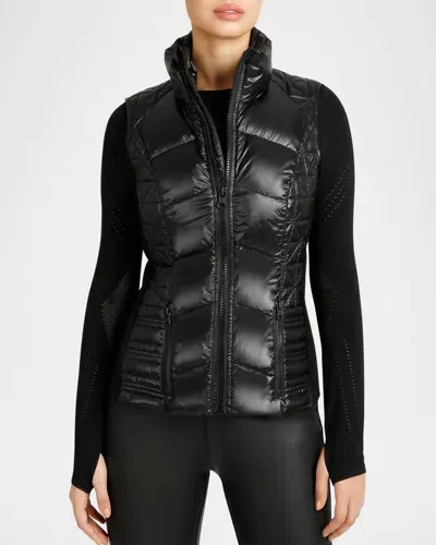 Blanc Noir Lightweight Packable Puffer Vest In Black