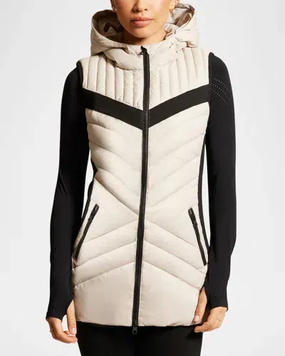 Blanc Noir Ponte Elongated Puffer Vest In Pumice