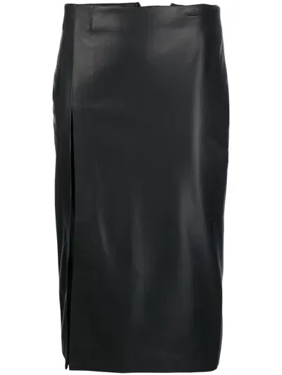 Blanca Vita Front Slit-detail Midi Skirt In Schwarz