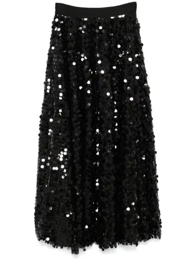 Blanca Vita Sequinned Midi Skirt In Black