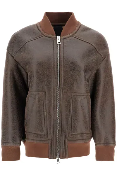 Blancha Bomber In Shearling In Brown